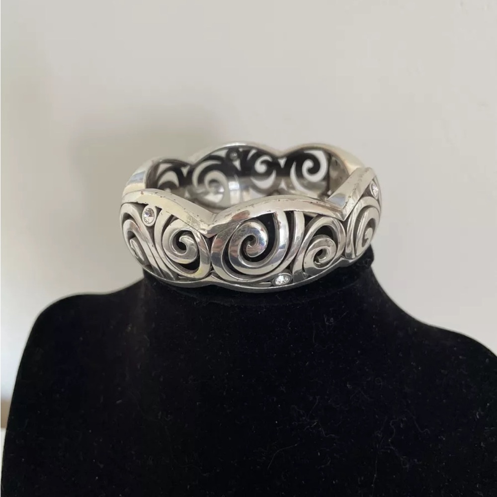 Brighton London Groove silver Swarovski hinged bangle bracelet Beautiful